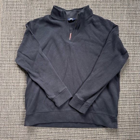 Lands' End Men's Charcoal 1/4 Zip-Sweater - Picture 1 of 3